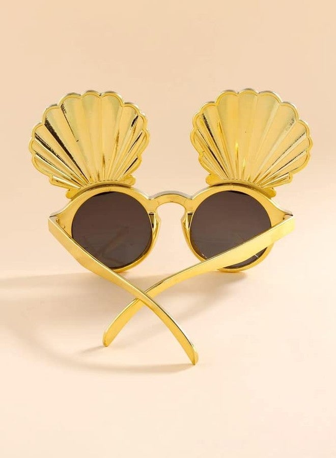 Selibration نظارات واقية للأطفال بإطار على شكل صدفة، مثالية لحفلات أعياد الميلاد، والحفلات التنكرية، وهدايا تذكارية لأعياد الميلاد، وحفلات الأطفال الصيفية، ودعامة لجلسات التصوير، وديكورات مستوحاة من الشاطئ (عبوة من قطعة واحدة) - Image 3